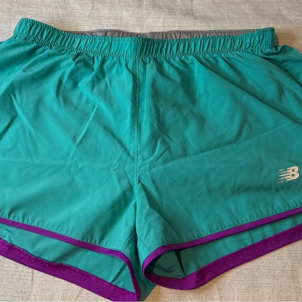 New Balance Green and Purple Athletic Shorts Relaxed Fit